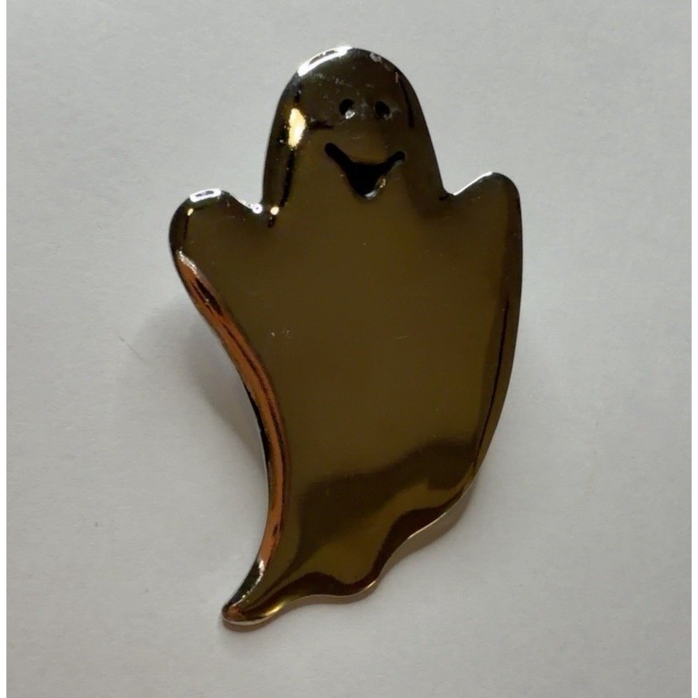 Vintage Hallmark Halloween Ghost Brooch Gold Tone Smiling Costume Jewelry Pin